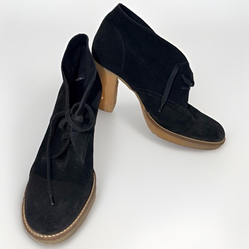 J.Crew Black Suede Lace-Up Block Heel Ankle Booties Sz 10 Chukka Desert Boot JB2